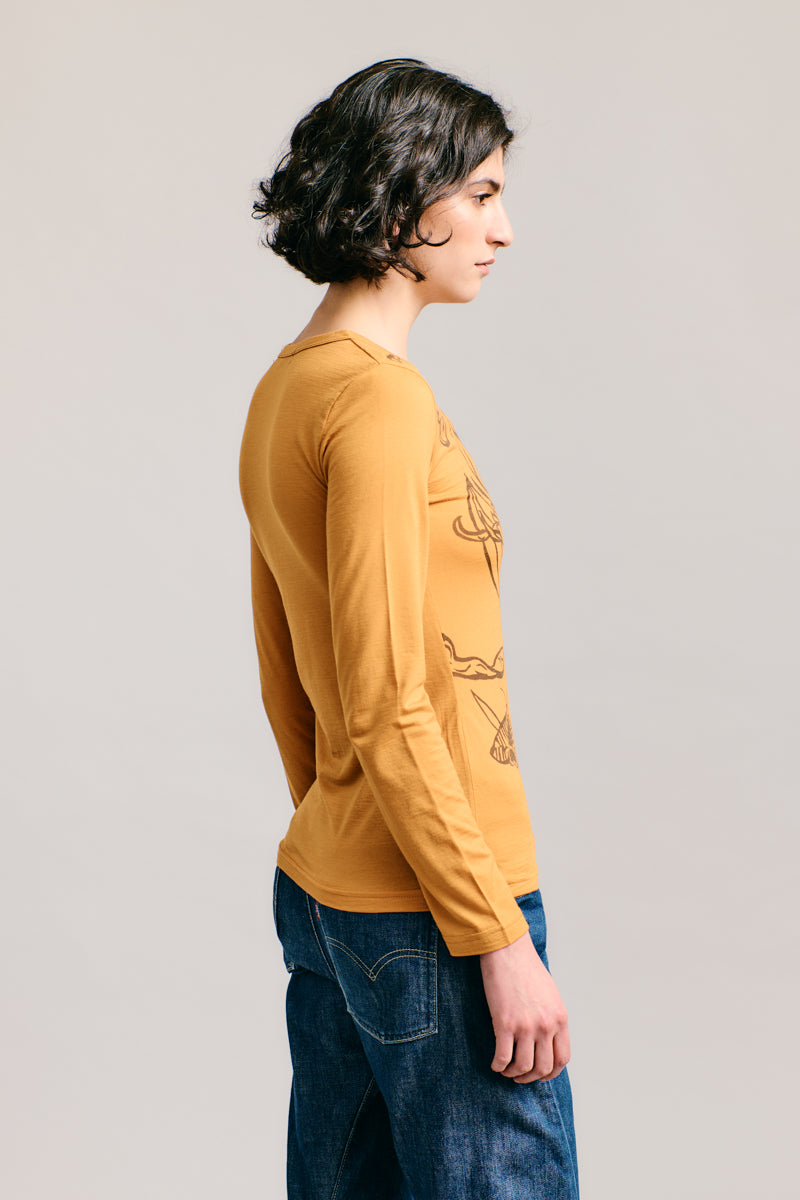 Golden Wattle & Moth Merino Long Sleeve Top