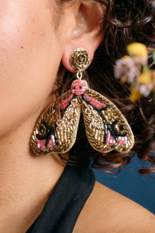 Bronze Moth Earrings