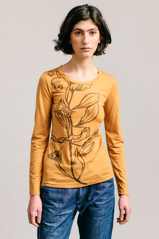 Golden Wattle & Moth Merino Long Sleeve Top