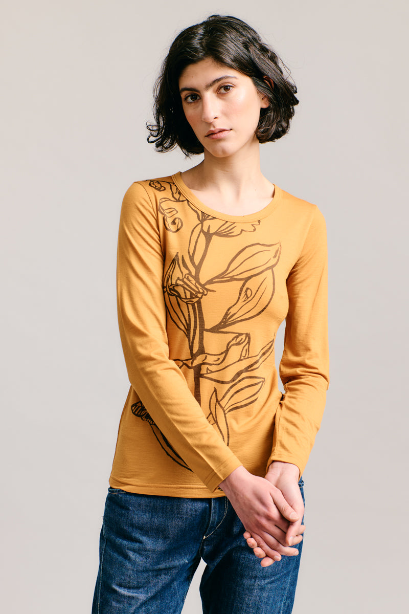 Golden Wattle & Moth Merino Long Sleeve Top