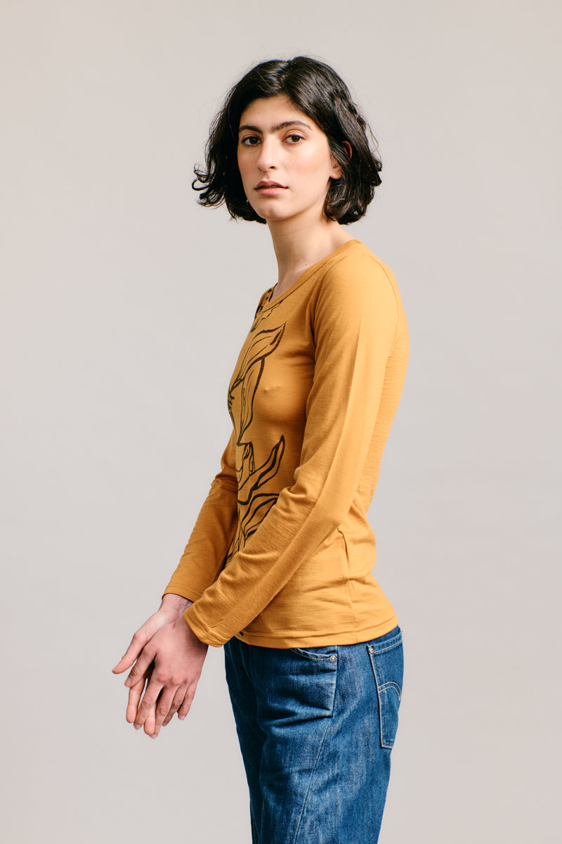 Golden Wattle & Moth Merino Long Sleeve Top