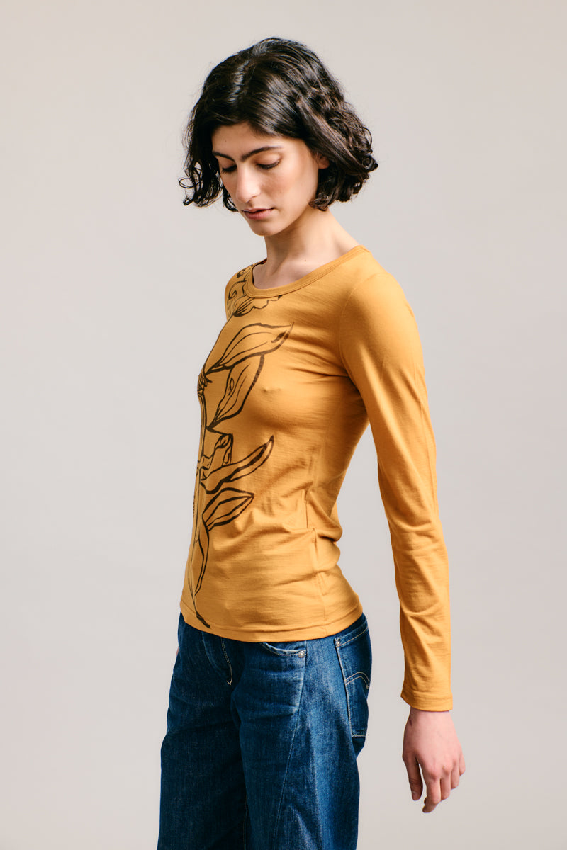 Golden Wattle & Moth Merino Long Sleeve Top
