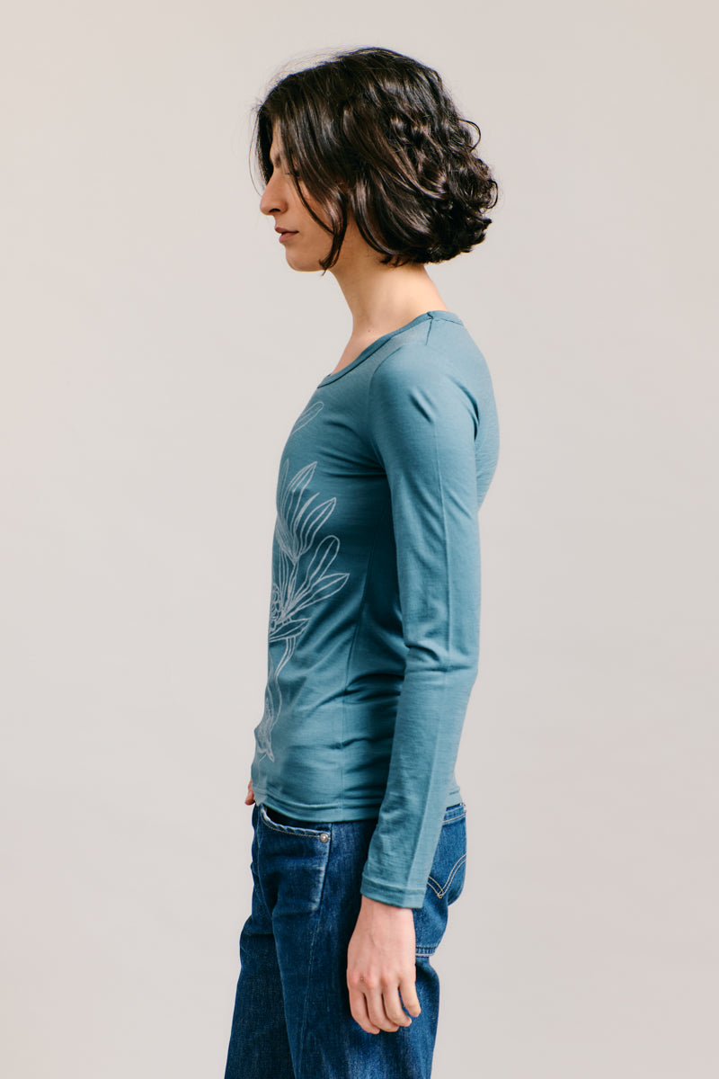 Sky Banksia Merino Long Sleeve Top