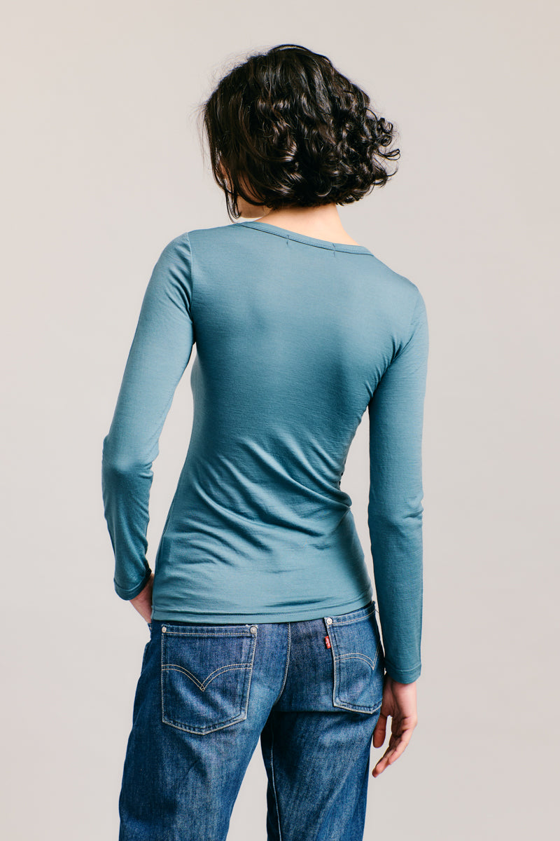 Sky Banksia Merino Long Sleeve Top