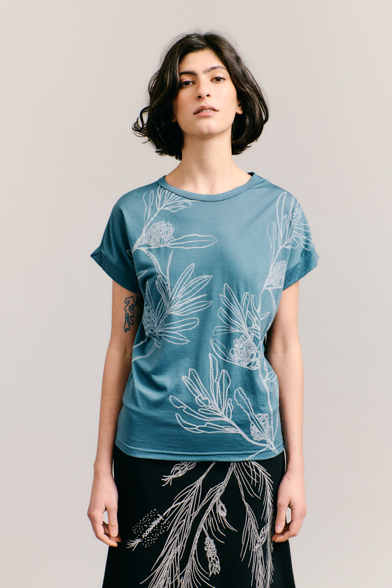 Sky Banskia Merino T-Shirt