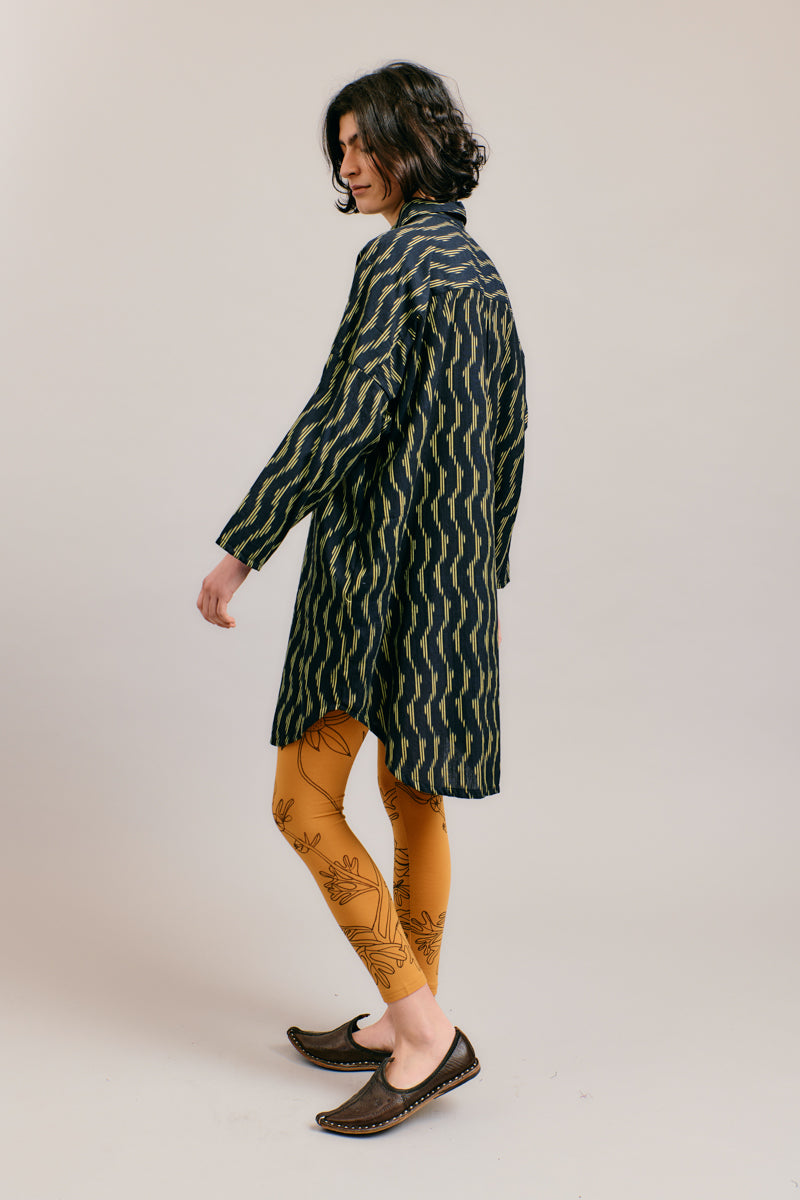 Black/Yellow Handloomed Shirt Dress