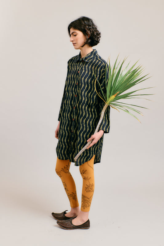Black/Yellow Handloomed Shirt Dress