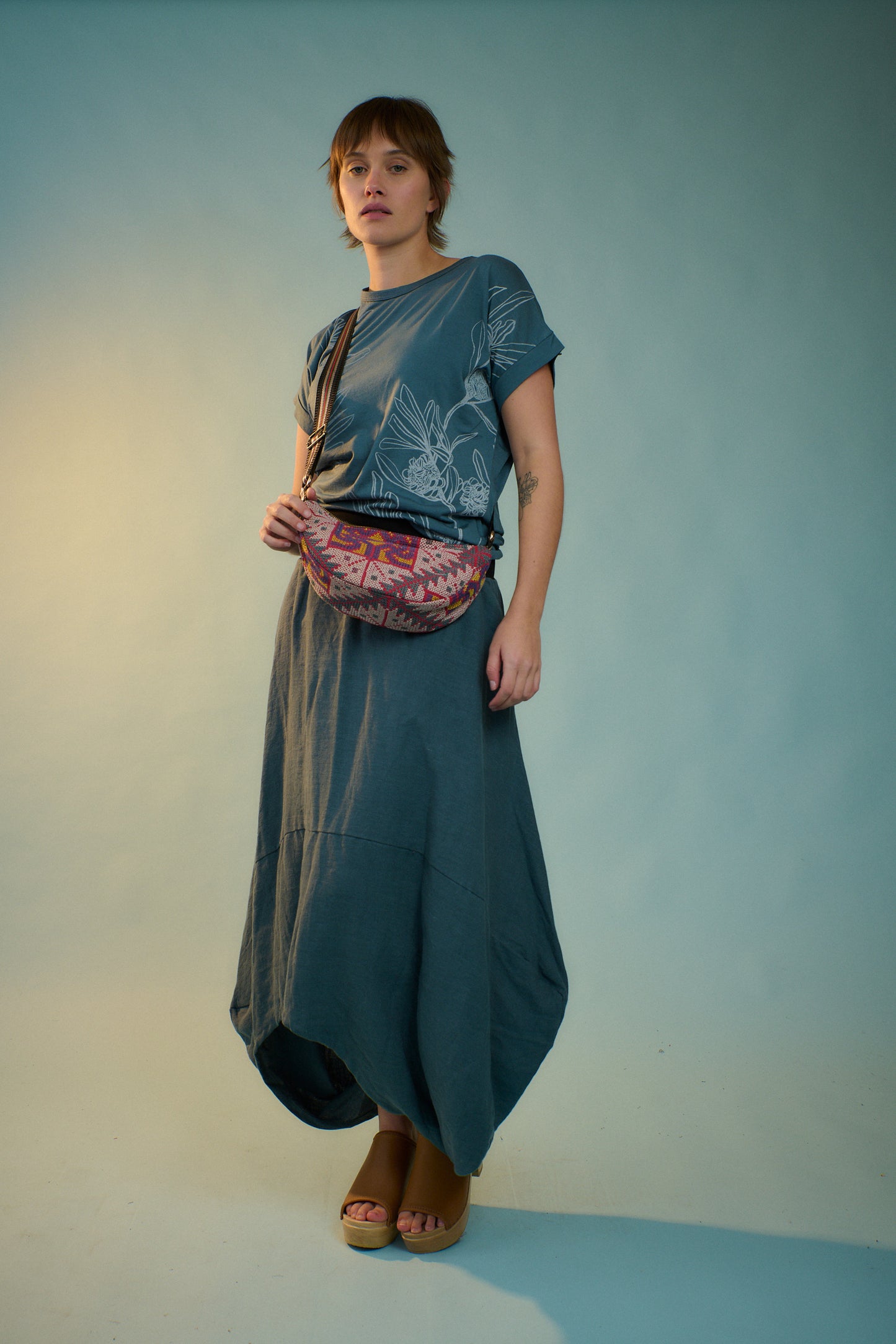 Cross Stitch Crescent Bag