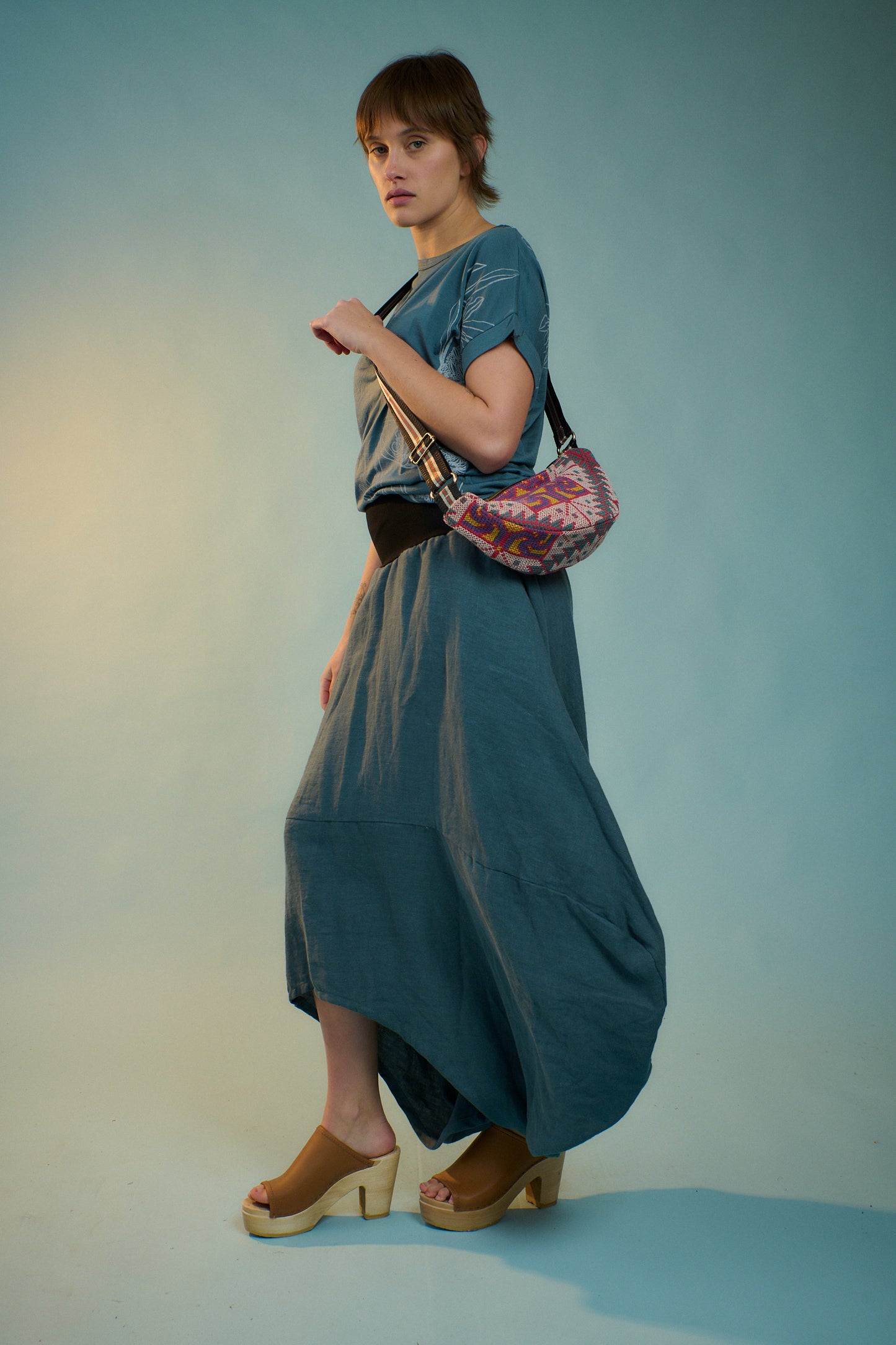 Cross Stitch Crescent Bag