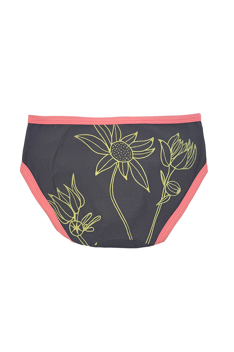 Charcoal Flannel Flower Undies