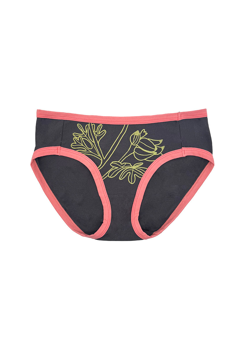 Charcoal Flannel Flower Undies