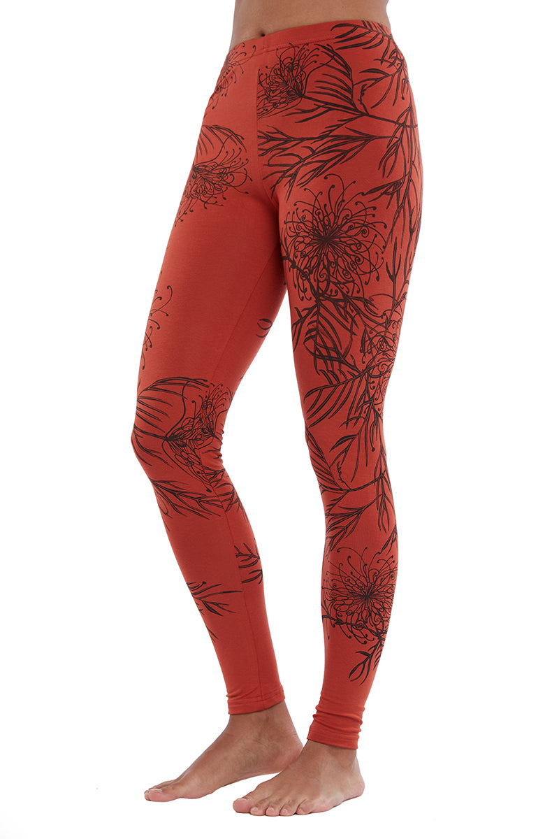 Brick Grevillea Leggings