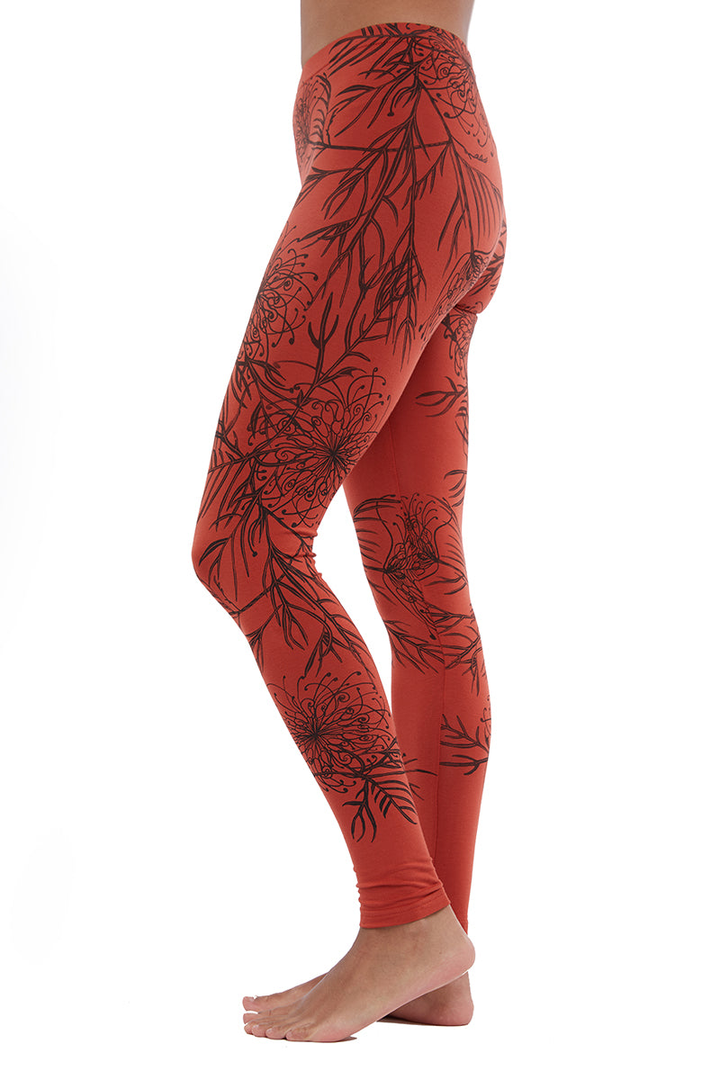 Brick Grevillea Leggings