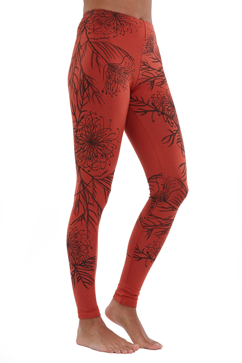 Brick Grevillea Leggings