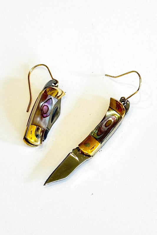 Pāua Shell Knife Earrings