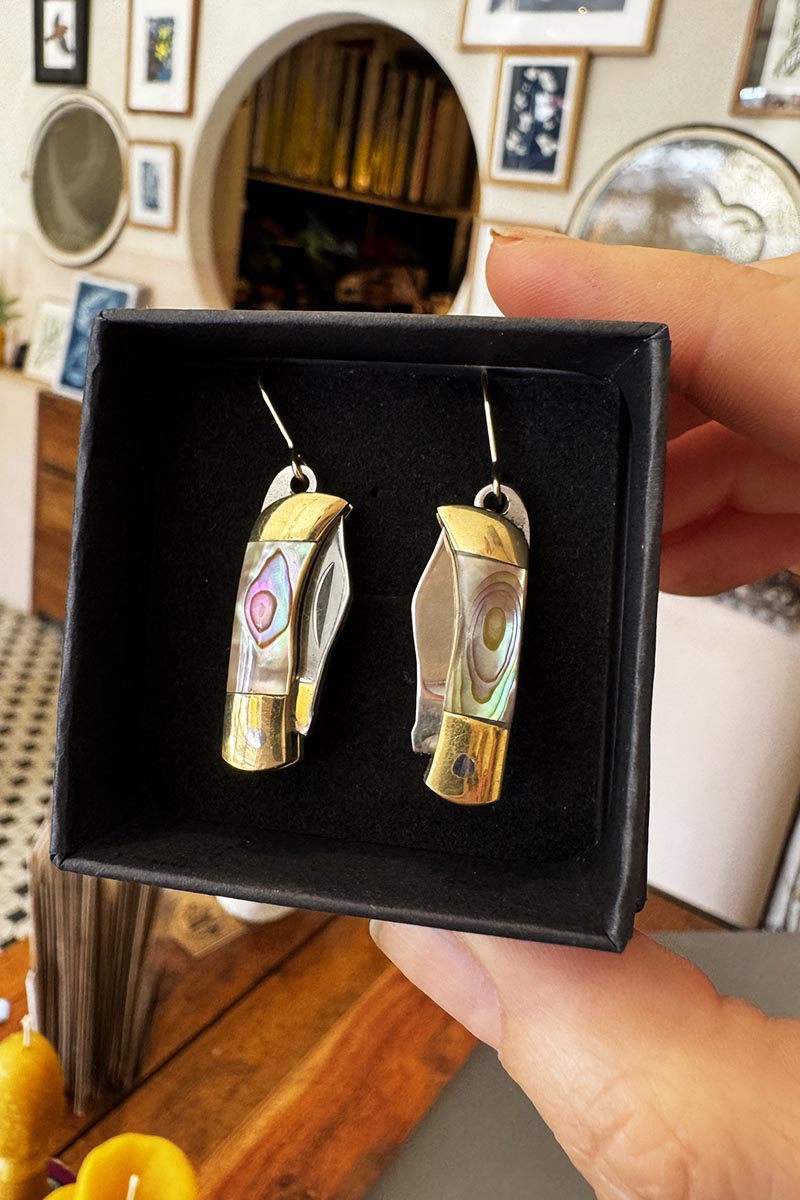 Pāua Shell Knife Earrings