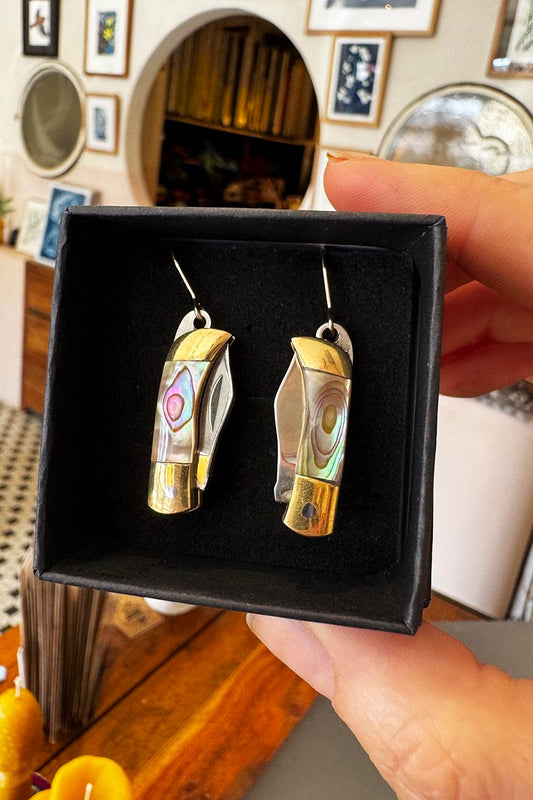 Pāua Shell Knife Earrings