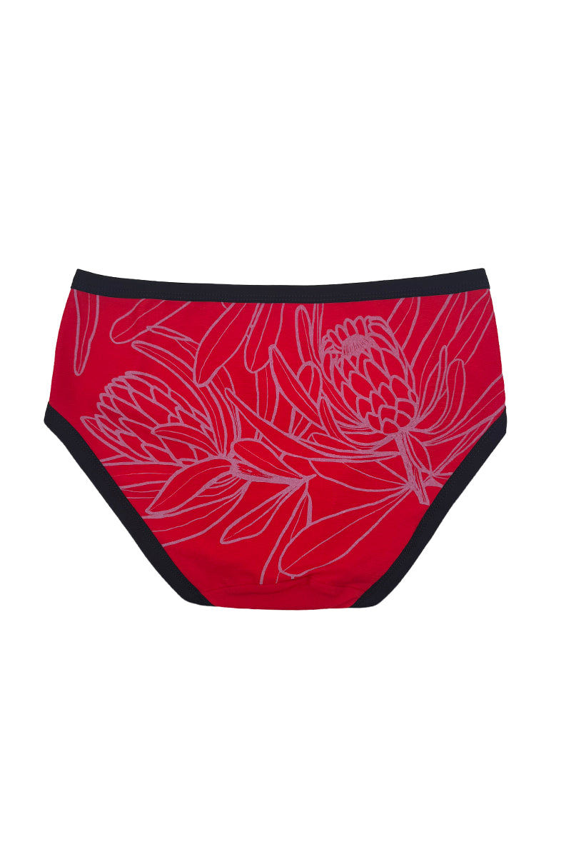 Red Protea Cotton Offcut Undies