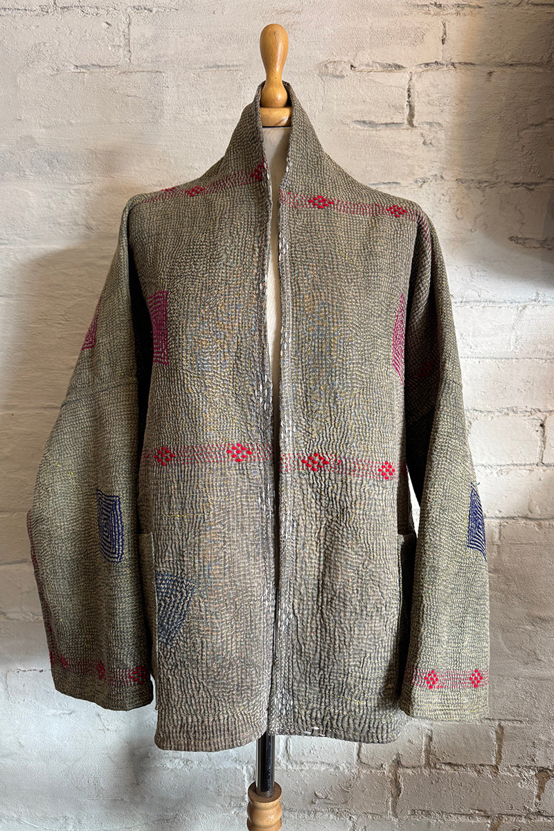 Stone Wash Kantha Coat