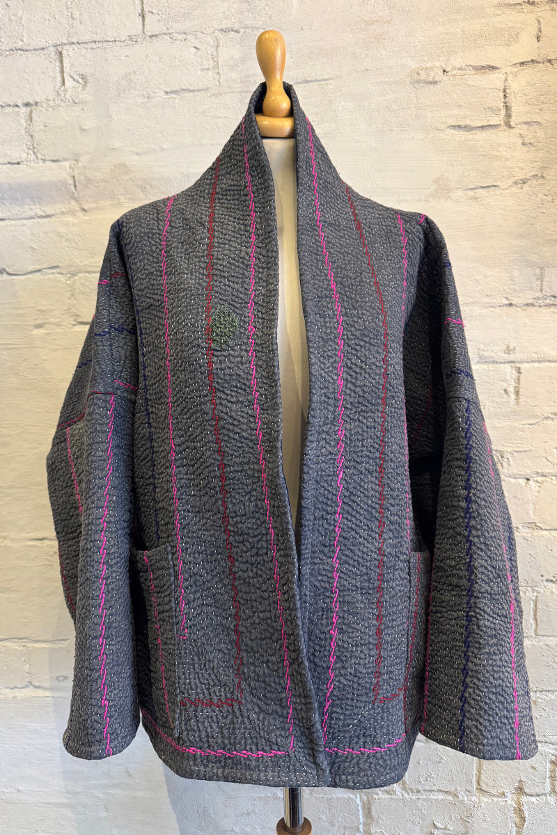 Stone Wash Kantha Coat